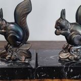 Squirrel bookends signed Tedo, Art Deco