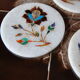 Set of 5 marble and inlaid stone coasters - Artisanal