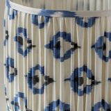 Hand-Painted Ceramic Table Lamp in Delft Blue and White with Ikat Shade
