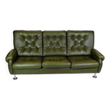 3 pers. sofa in dark green leather with chrome legs from 1970s