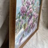 Framed signed painting Oil on canvas “The lilacs” dimension: height -55cm- width -70cm-