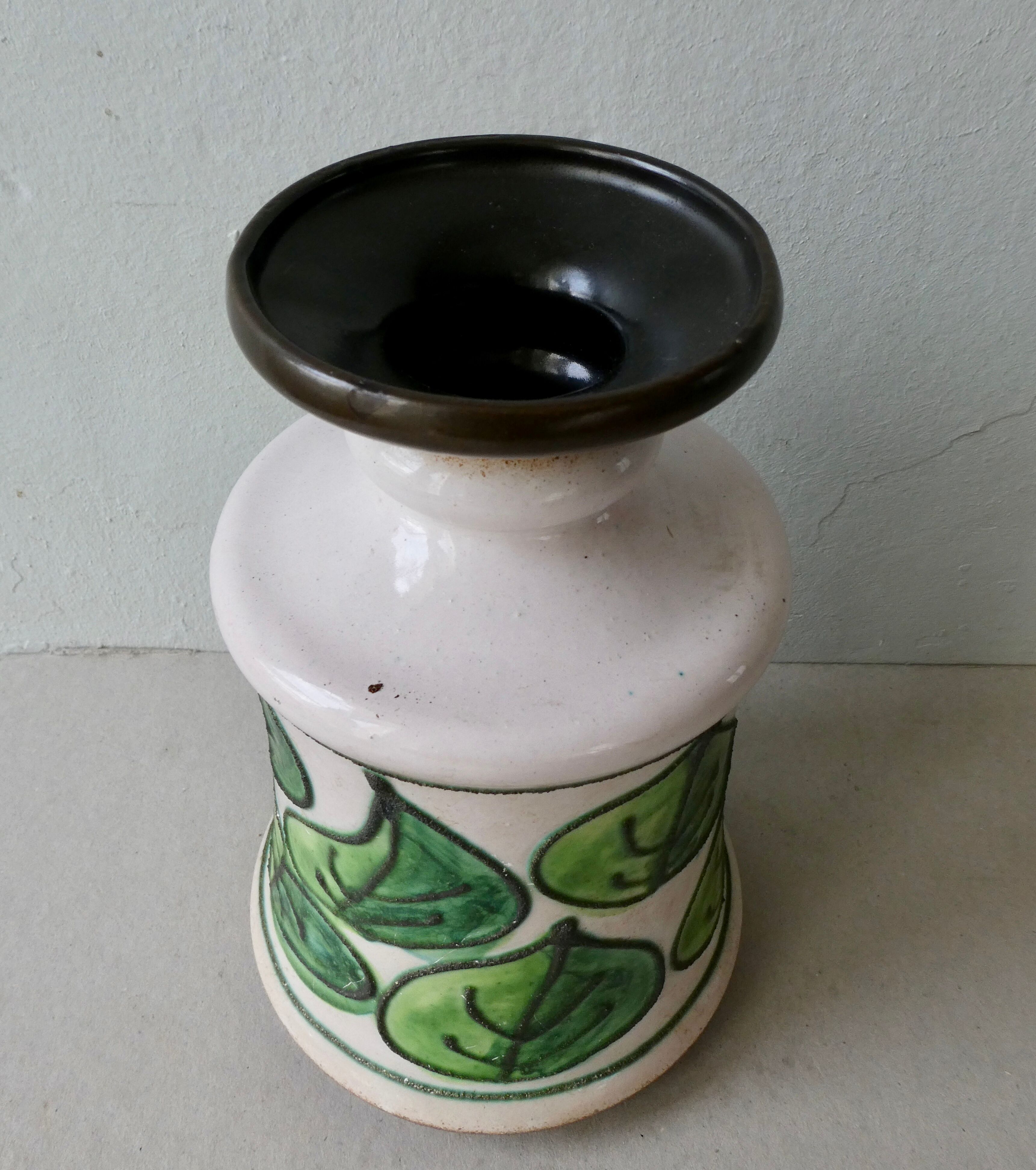 Ceramic vase, vegetable decoration, Strehla GDR, 60s
