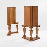 Paire de consoles d’encoignure chêne bronze attr. André Arbus 1940