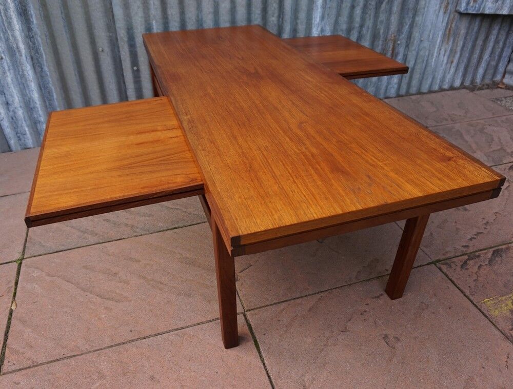 Table basse extensible teck rétro années 1960