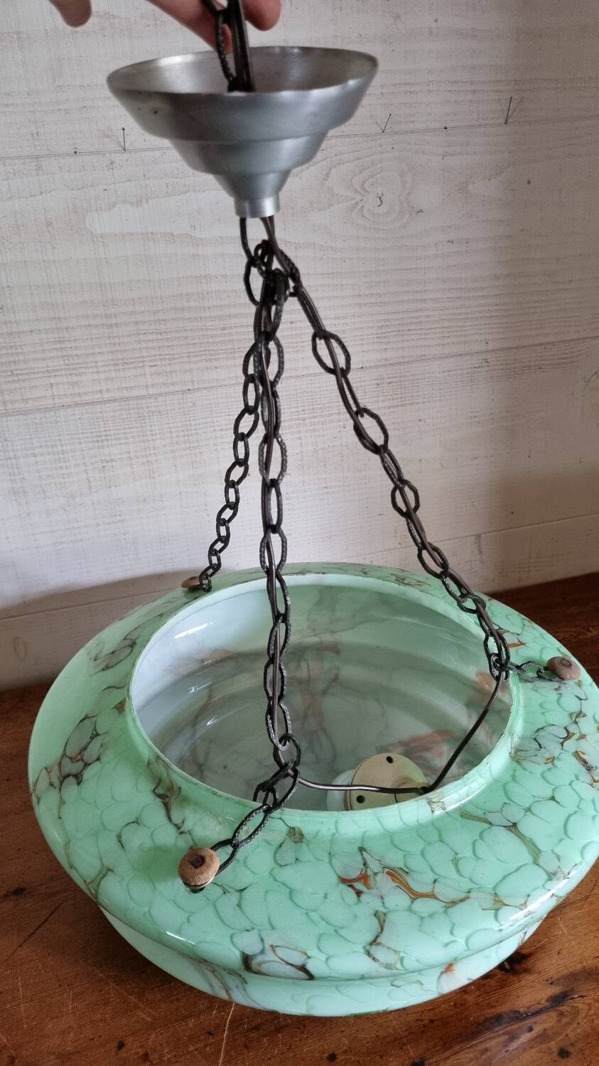 Art deco pendant lamp marbled glass ceiling light