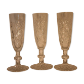 Suite of 3 St. louis cut Crystal champagne flutes