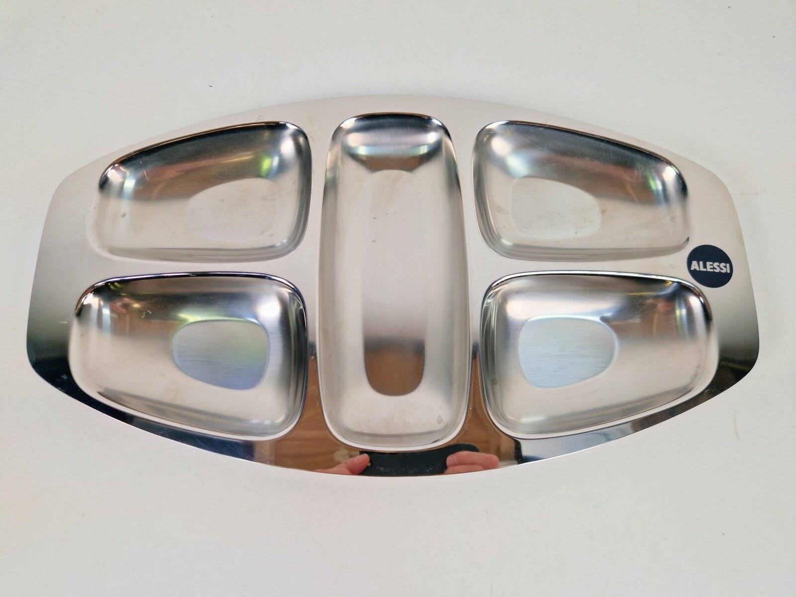 Divided Stainless Steel Tray by Carlo Mazzeri for Alessi, Italy, 1960s