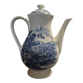 Faience pouring coffee maker Gien decor countryside blue