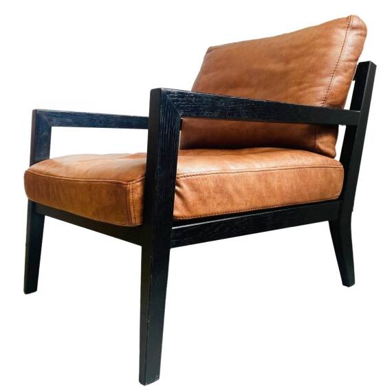 Vintage Danish design armchair nubuck leather brown wood