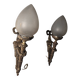 Pair of torch wall lights in Louis XVI style in 19th-century bronze.