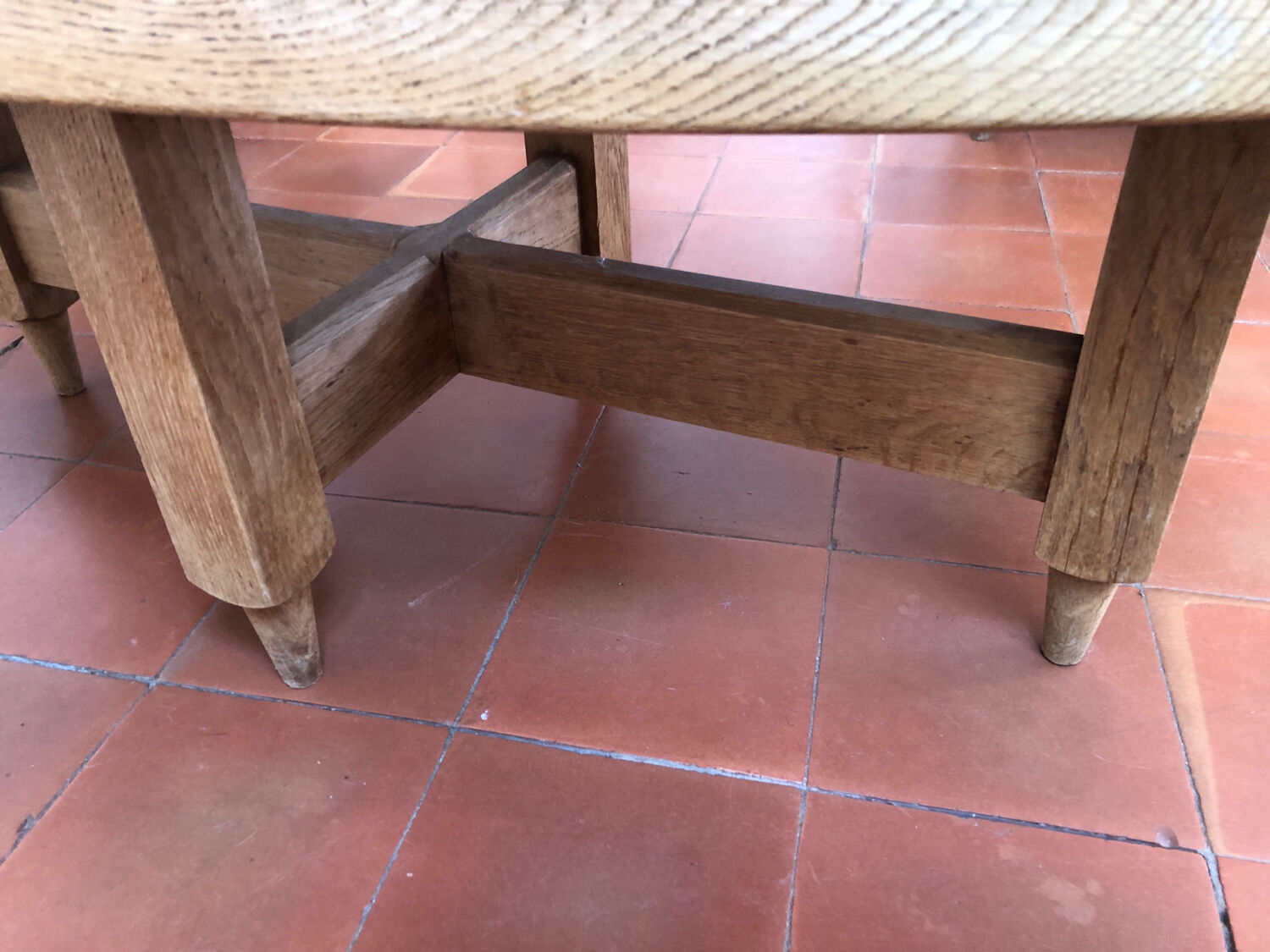 Coffee table in oak and ceramic by GUILLERME ET CHAMBRON