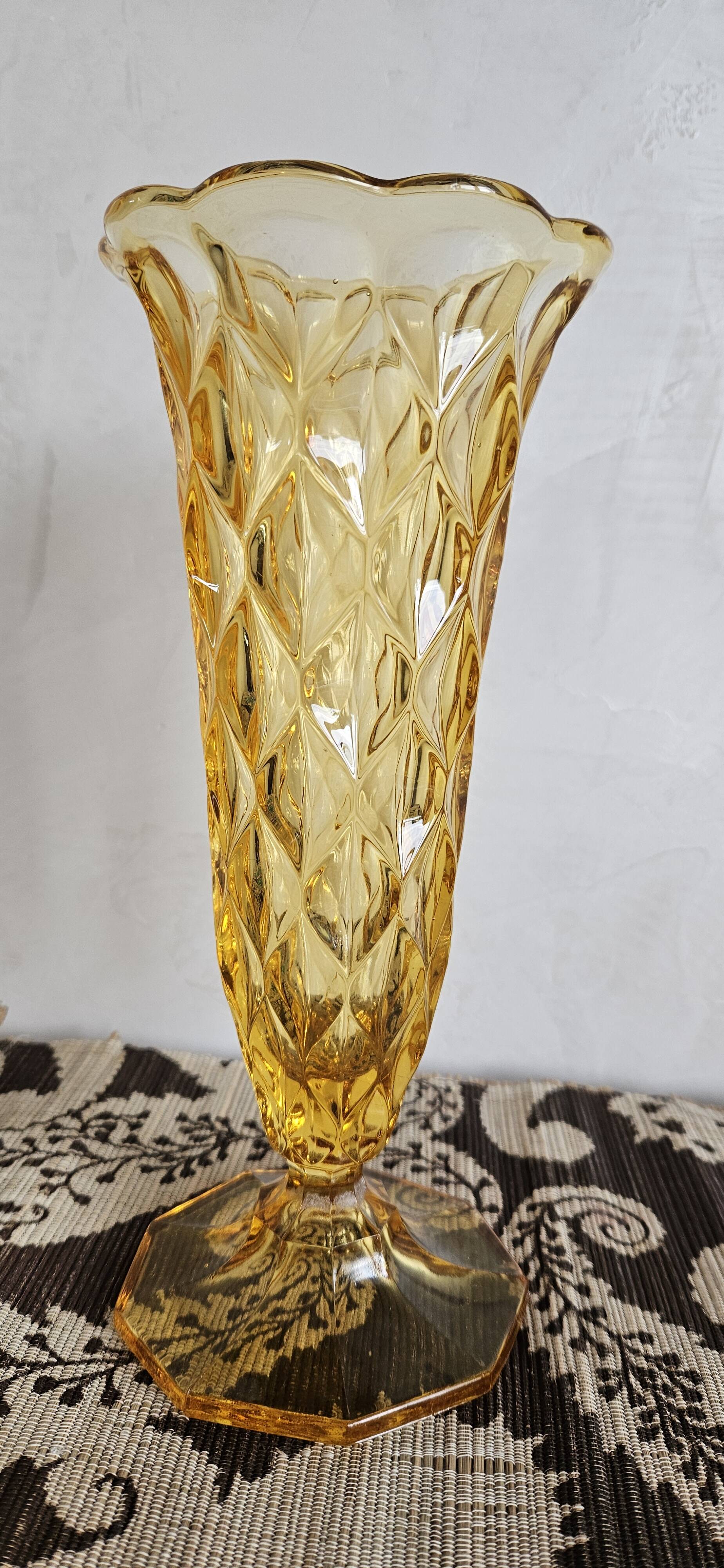 Art deco amber glass vase