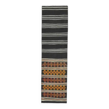 Tapis couloir fait main en laine et coton Oushak turc des années 1970, 63x246.