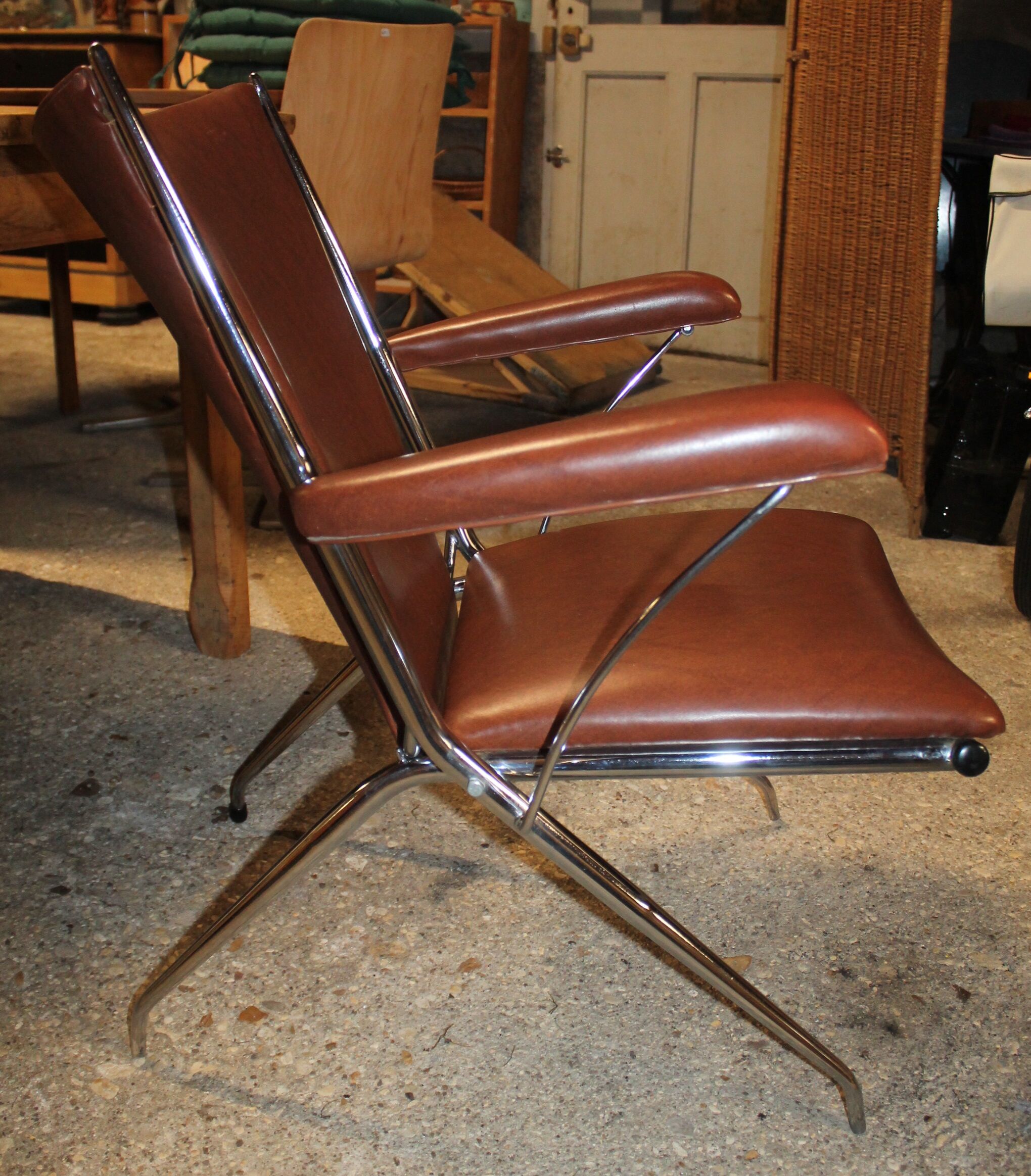 Brown folding chair
