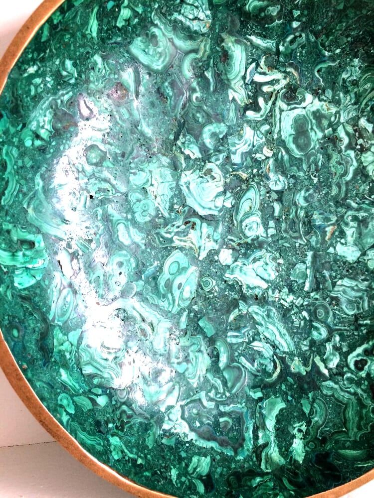 Malachite cut and brass, circa 1970