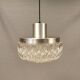 Beautiful hanging lamp in aluminium and hard-pressed crystal glass, probably Swedish