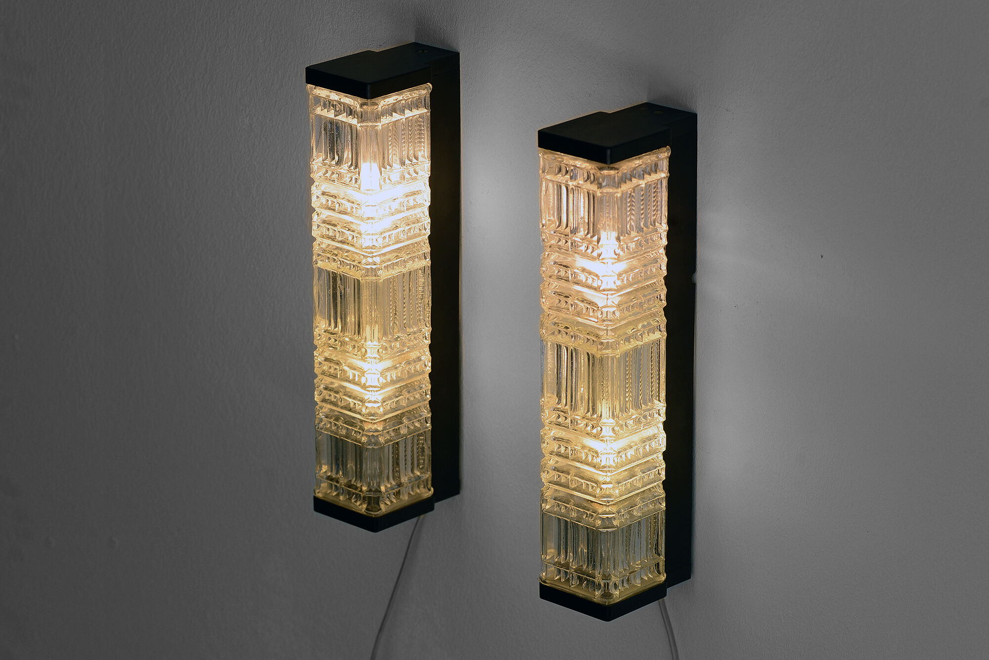 Pair of glass wall sconces by HoSo, Germany 1970s