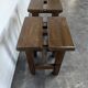 Pair of solid pine stools in the style of Charlotte Perriand.