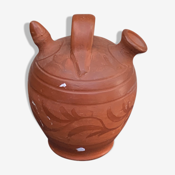 Gargoulette, en terre cuite motif feuillage