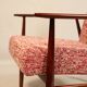 Vintage armchair and footrest red lobster Boho style fabric design by H.Lis 300-190 model