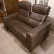Sofa 2 places Stressless seat ultra comfort, leather Noblesse-Brown, sofa of high quality.
