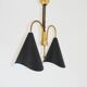 Mid-Century Modern pendant light, brass and metal, 1970s.