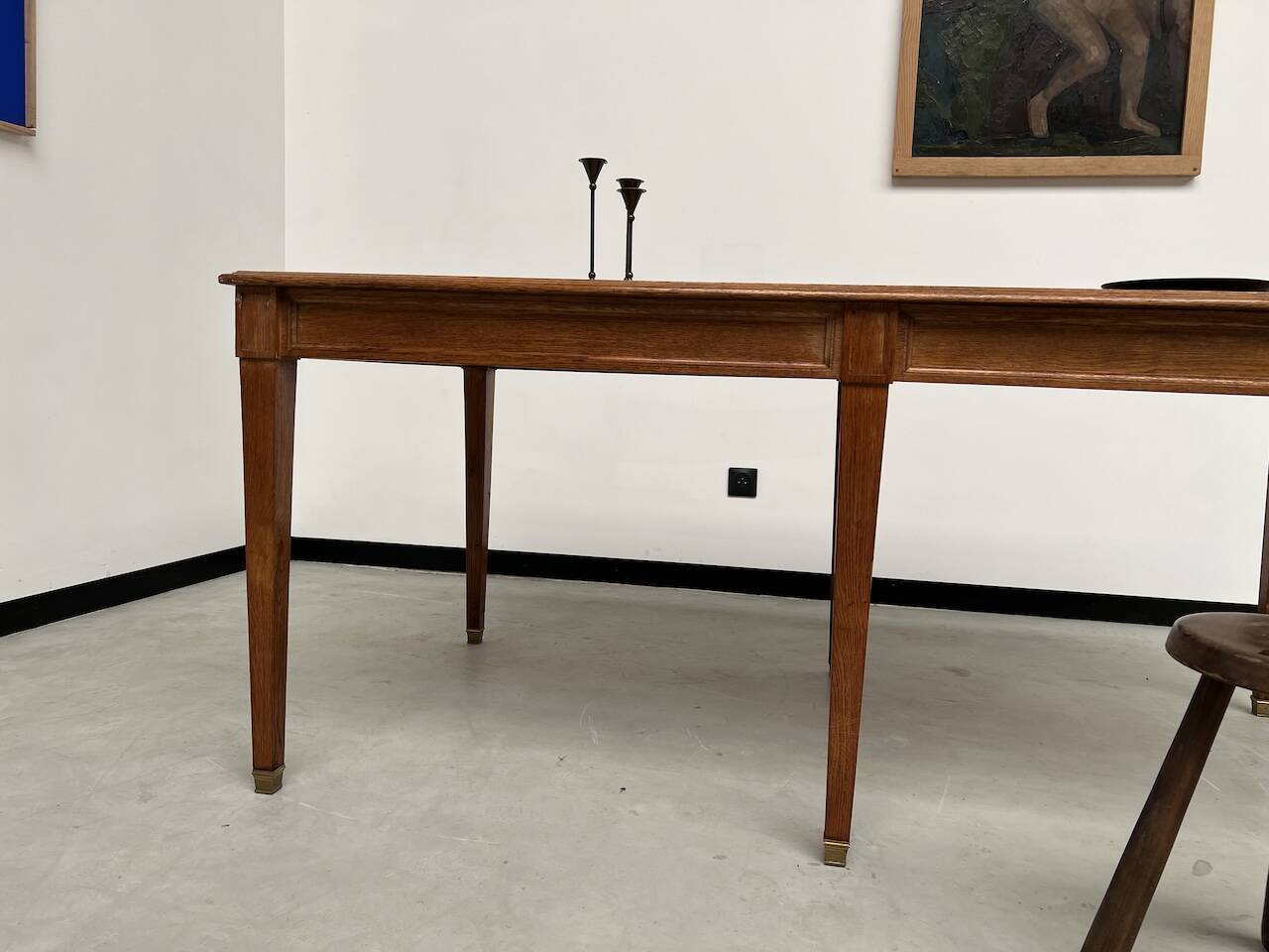 Small old oak farm table with 6 legs