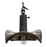 Vintage industrial mirrored pendant light by Esla