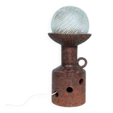 Vintage ceramic table lamp with a space age or bold look, fat lava ceramic from the 1960s.