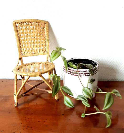Vintage rattan doll chair