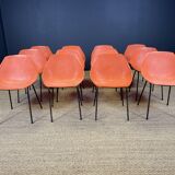 Set of 12 orange Guariche chairs