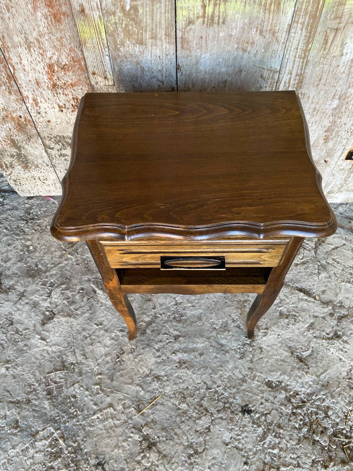 Louis xv style nightstand table wood drawer + vintage case