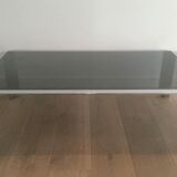 Beautiful octagonal chrome coffee table with black glass top