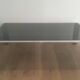 Beautiful octagonal chrome coffee table with black glass top