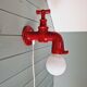 Red ceramic faucet wall light, 70s