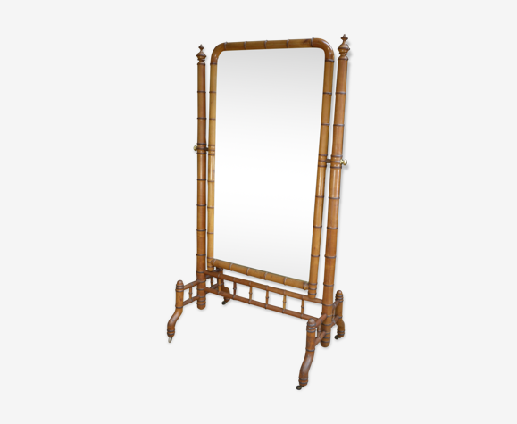 Miroir psyché en Merisier Style Bambou 1900