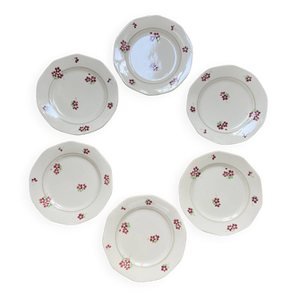 Set of 6 vintage flat plates, Moulin des Loups "Paul" series