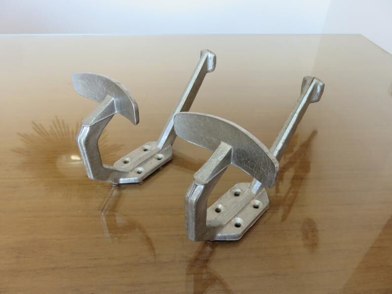Pair of aluminum patères Art Deco 30 years 40