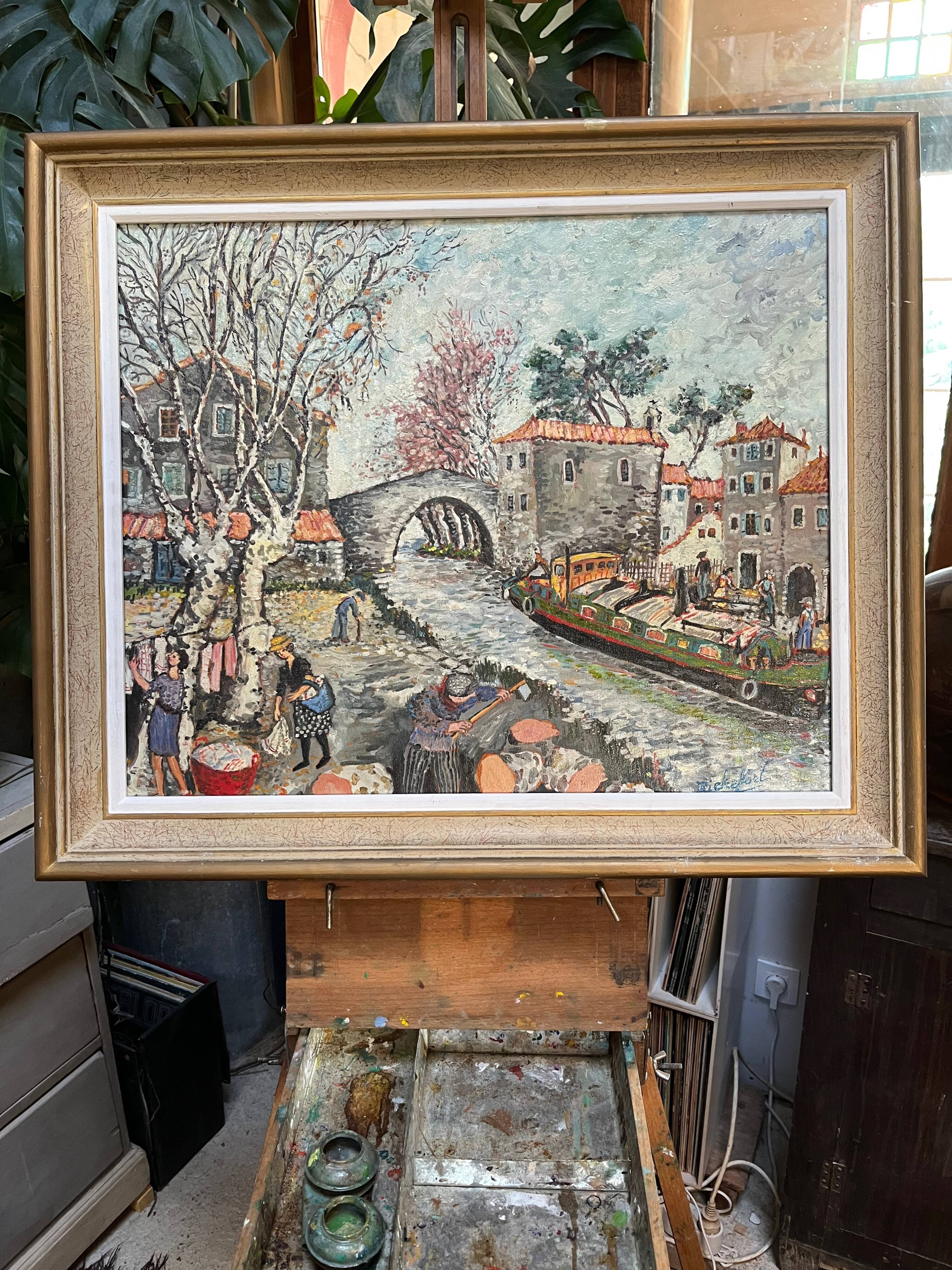 Mireille Richefort. Port du Somail. Oil on board.