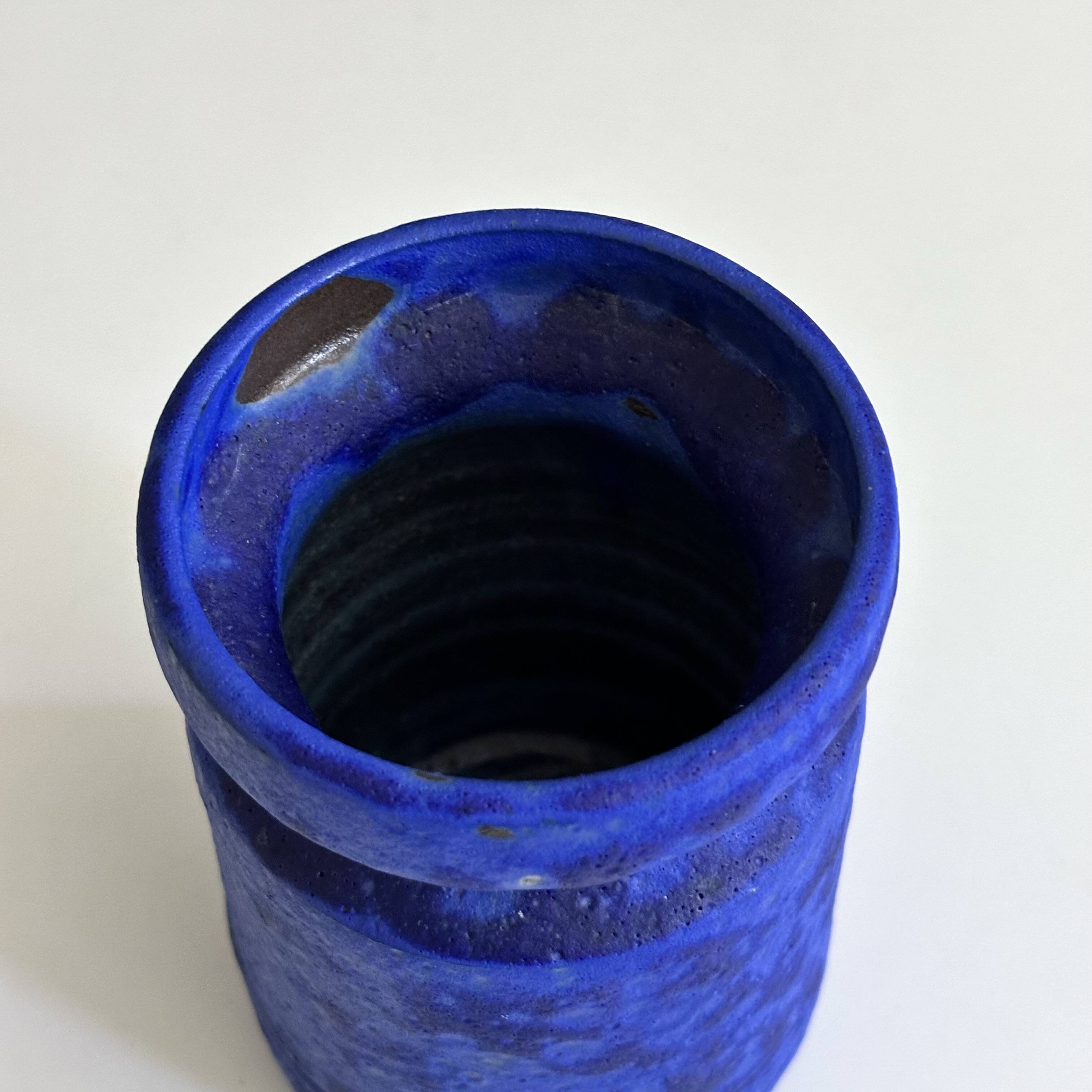 Vintage Studio Pottery Vase – Hartwig Heyne (Hoy), Deep Blue, WGP, 70's