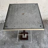 Set of 2 Calligaris holders — silver gray with dark brown wood, metal, and wood design