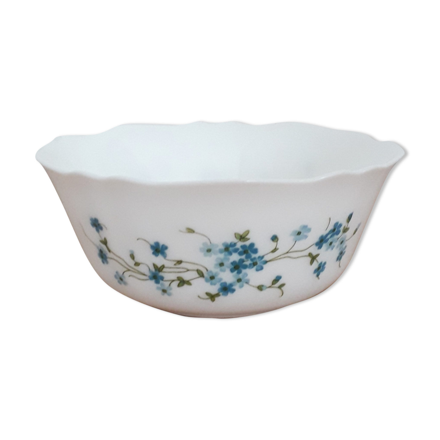 Vintage salad bowl arcopal france - model véronica myosotis - 1970