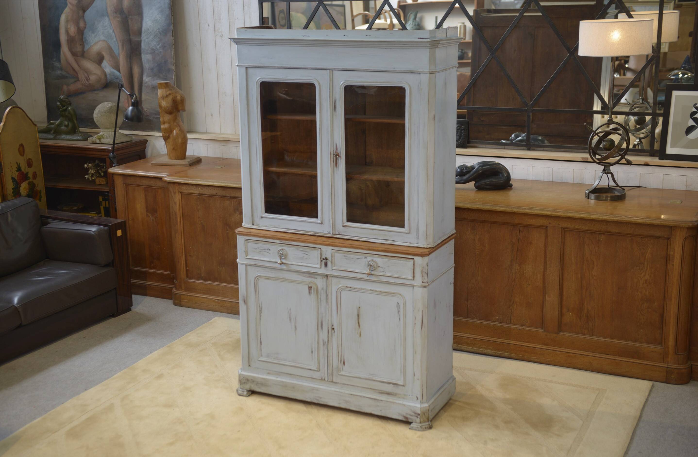 Patinated two-body buffet from the 19th century.