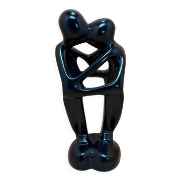 Statue africaine en stéatite représentant 2 amoureux, fabriquée au Kenya et
