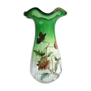 Vase verre vert dégradé, - legras