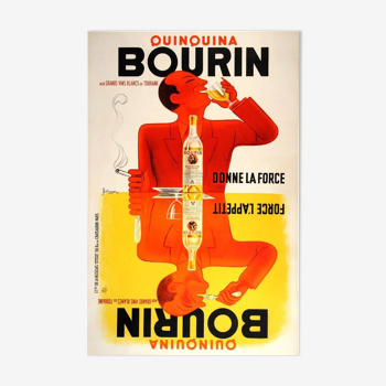 Affiche original bourin quina par bellenger en 1936 - grand format - on linen