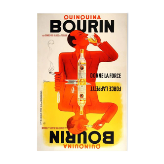 Original Bourin Quina poster by Bellenger in 1936 - large format - on linen