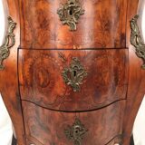 Louis XV style chest of drawers, richly inlaid, animated front and side. 19th century