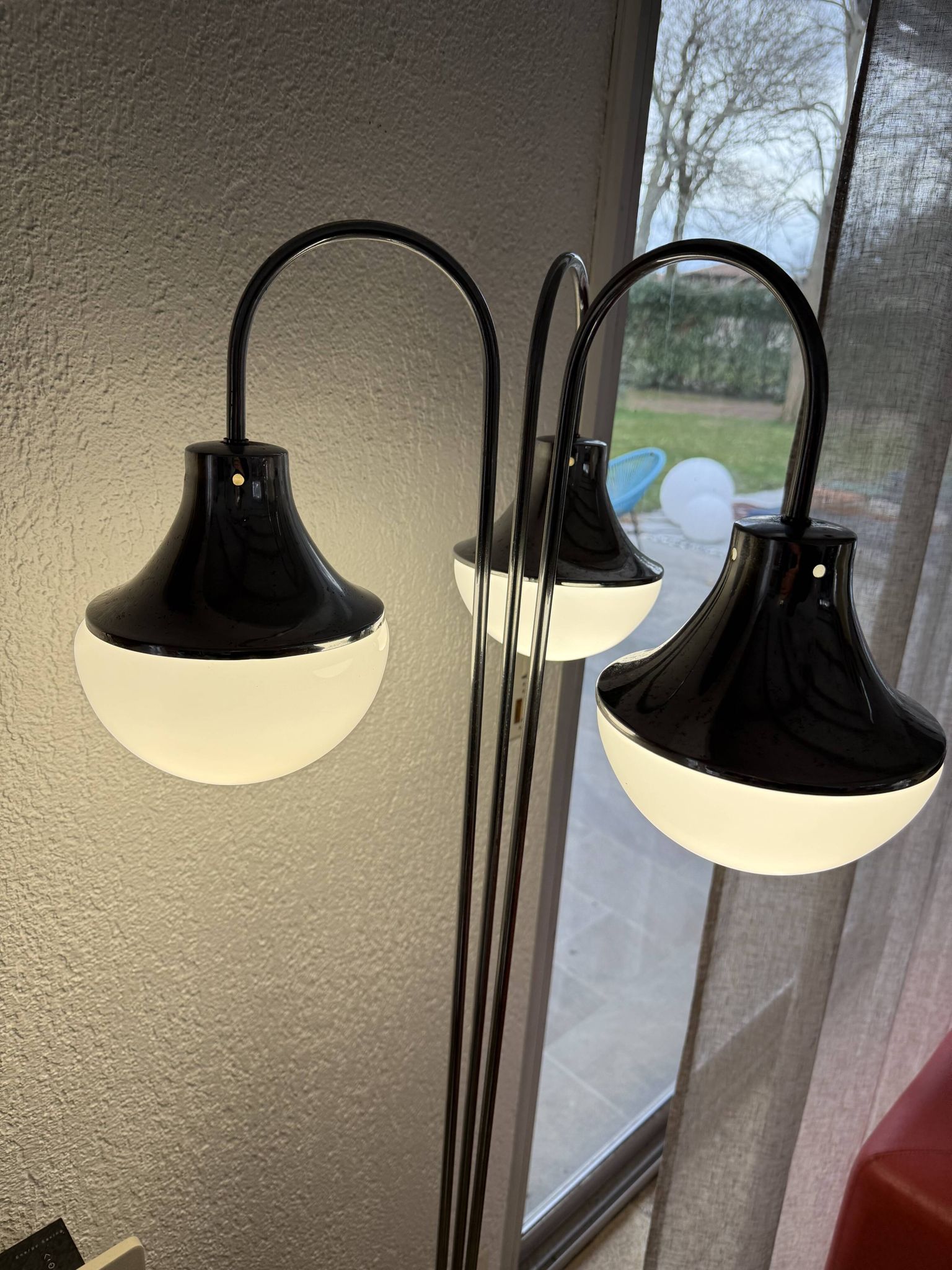 Vintage Italian three-light floor lamp