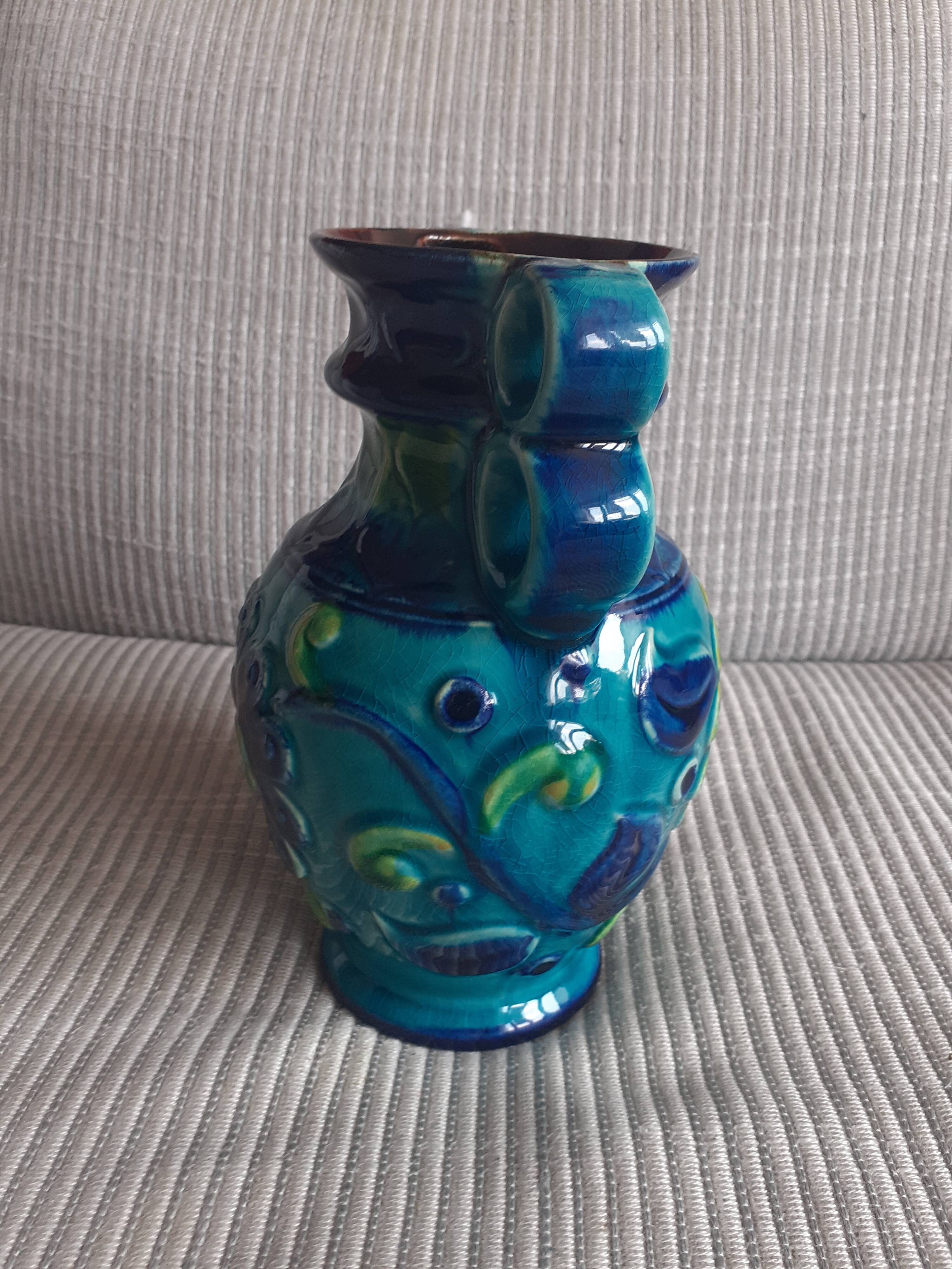 Vase vintage en céramique Germany au décor floral